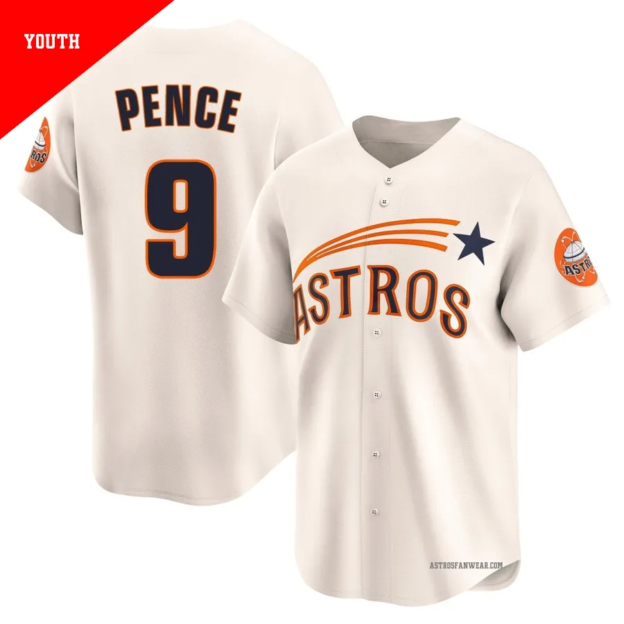 Houston Astros ＃9 Hunter Pence Youth Cream Limited Throwback Cooperstown Collection Jersey