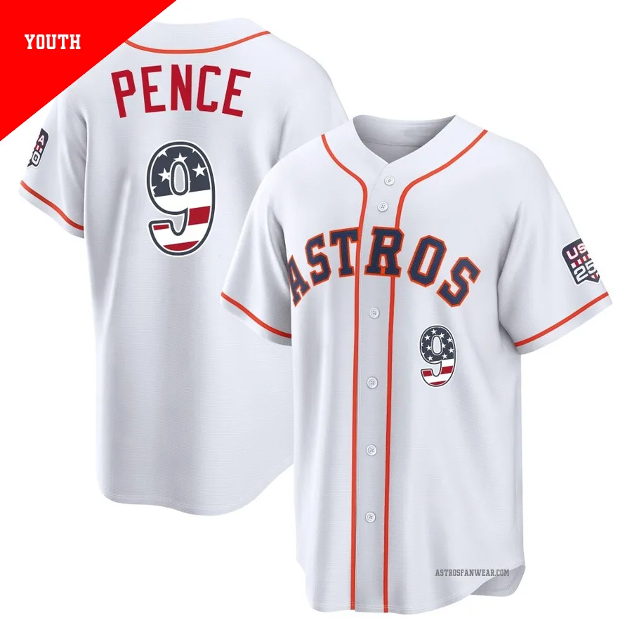 Houston Astros ＃9 Hunter Pence Youth White Limited USA 250 Fourth Of July Home Stadium Jersey