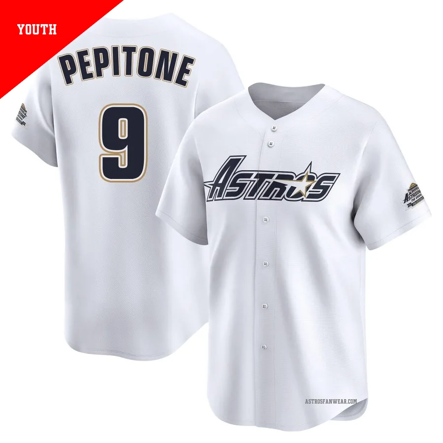 Houston Astros ＃9 Joe Pepitone Youth White Limited Throwback Cooperstown Collection Jersey